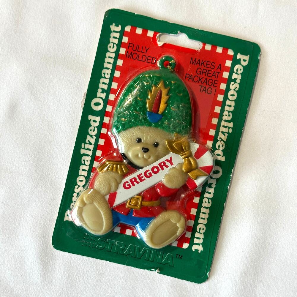 NIB Vintage 1998 'Gregory' Teddy Bear Soldier Christmas Tree Ornament / Gift Tag